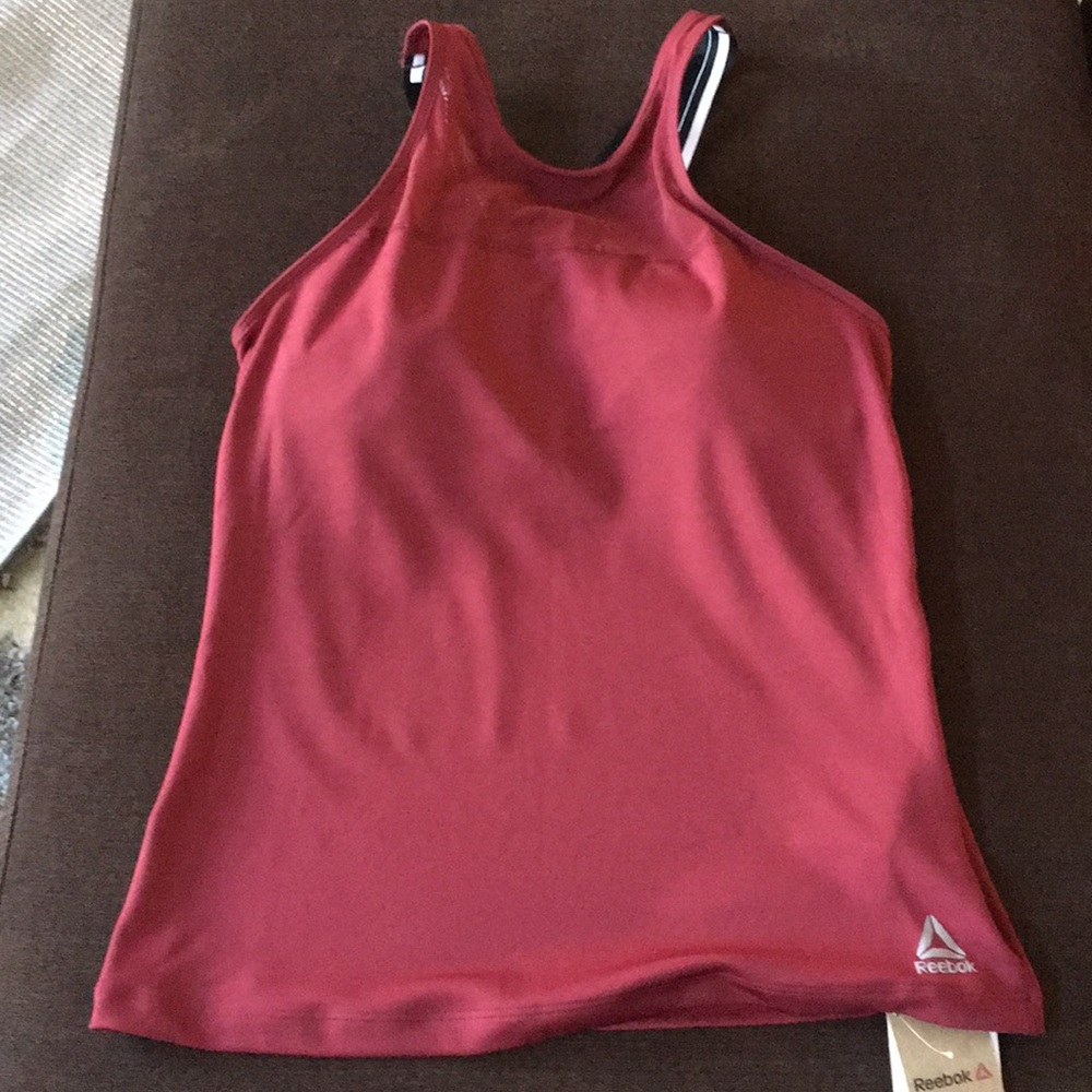 Maroon high neck reebok tank